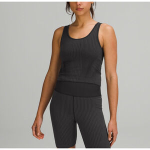 Lululemon 'Ebb To Street' Gray Cropped Tank Top Rib Map Size 4
